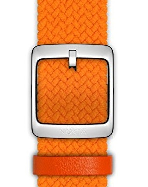 Nokia 4381655 Watch strap Leder, Polyester, Edelstahl Orange Uhrenarmband
