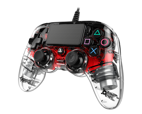 NACON PS4OFCPADCLRED Gaming-Controller Rot, Transparent Gamepad Analog / Digital PlayStation 4