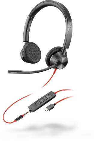 POLY Blackwire 3325 Kopfhörer Verkabelt Kopfband Büro/Callcenter USB Typ-A Schwarz, Rot