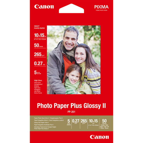 Canon PP-201 Glossy II Fotopapier Plus 10 x 15 cm – 50 Blatt (Rot)