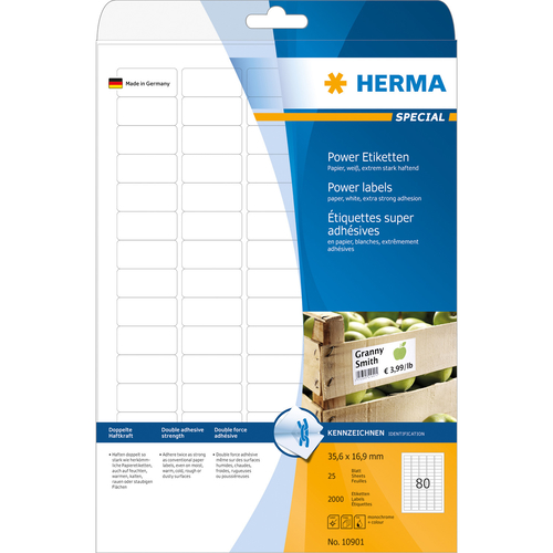 HERMA Etiketten A4 35.6x16.9 mm weiß extrem stark haftend Papier matt 2000 St