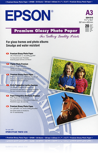 Epson Premium Glossy Photo Paper, DIN A3, 255 g/m², 20 Blatt (Weiß)