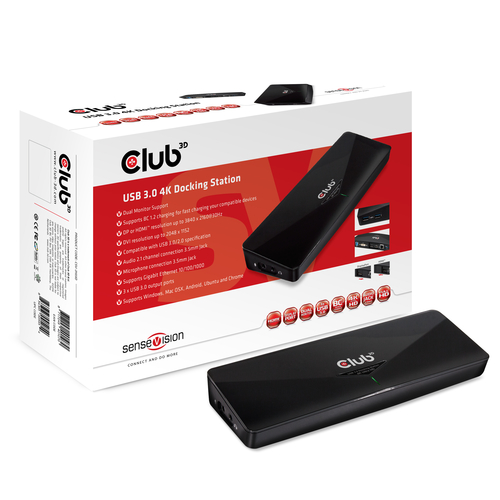 CLUB3D SenseVision USB 3.0 4K UHD Docking Station Notebook-Dockingstation & Portreplikator