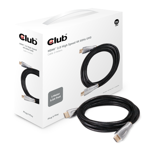 CLUB3D   HDMI&trade; 2.0 High Speed Cable 3Meter UHD 4K/60Hz