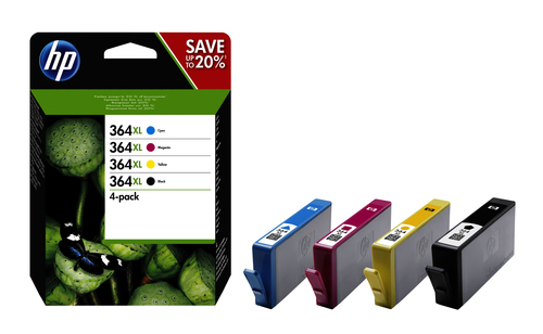 HP 364XL 4er-Pack Schwarz/Cyan/Magenta/Gelb Original Druckerpatronen mit hoher Reichweite