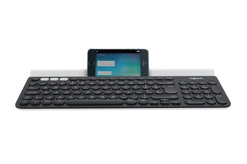 Logitech K780 Multi-Device Wireless Keyboard Tastatur RF Wireless + Bluetooth QWERTZ Deutsch Grau, Weiß