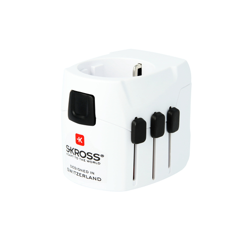 Skross PRO Light USB Universal Universal Schwarz, Weiß Netzstecker-Adapter (Schwarz, Weiß)