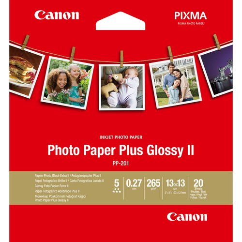Canon PP-201 Glossy II Fotopapier Plus 13 x 13 cm  20 Blatt (Weiß)