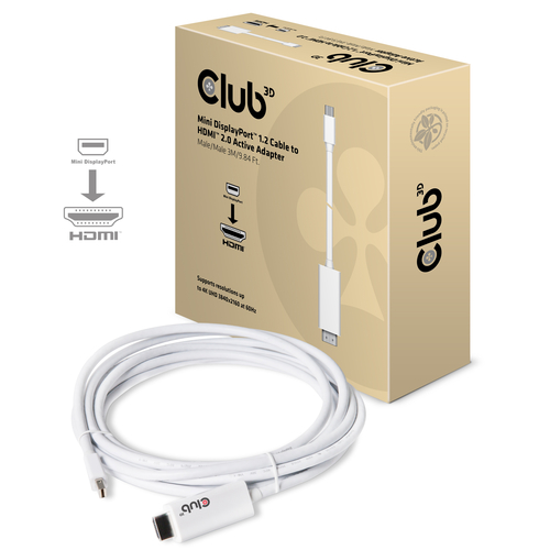 CLUB3D Mini DisplayPort&trade; 1.2 Kabel auf HDMI&trade; 2.0 Aktiven Adapter M/M 3Meter / 9.84 Feet