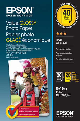 Epson Value Glossy Photo Paper - 10x15cm - 2x 20 Blätter (BOGOF)