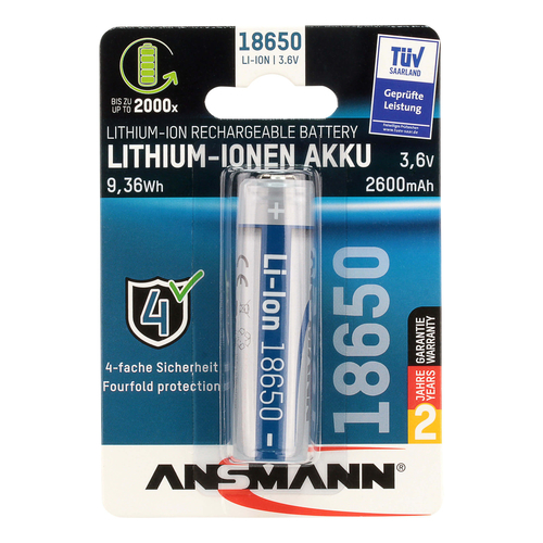 Ansmann Li-Ion Akku 18650 Lithium-Ion (Li-Ion) 2600mAh 3.6V Wiederaufladbare Batterie