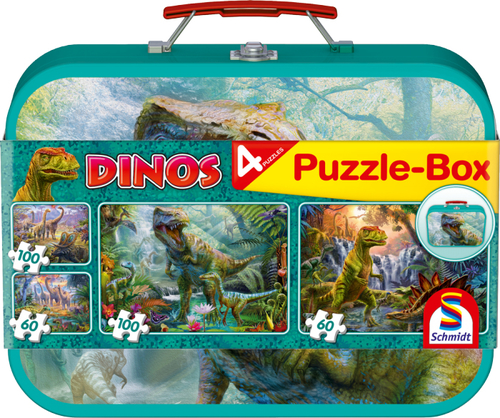 Schmidt Spiele Dinos, Puzzle-Box im Metallkoffer