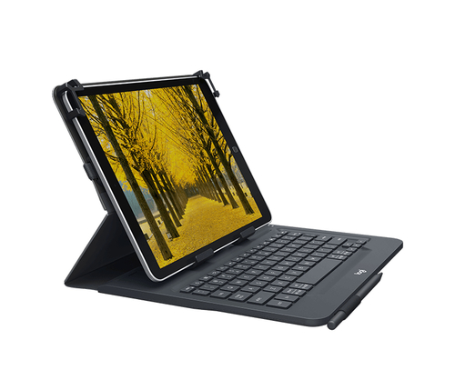 Logitech Universal Folio with integrated keyboard for 9-10 inch tablets Schwarz Bluetooth QWERTZ Deutsch (Schwarz)