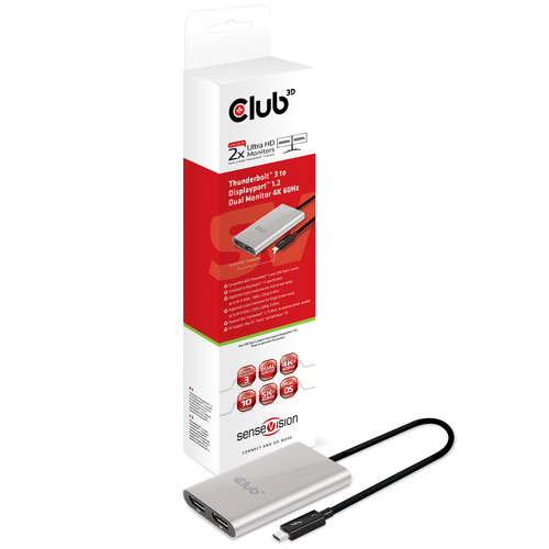 CLUB3D Thunderbolt™ 3 auf Displayport™ 1.2 Dual Monitor 4K 60Hz