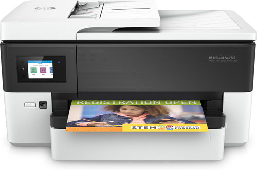 HP OfficeJet Pro 7720 Wide Format All-in-One-Drucker, Farbe, Druker für Kleine Büros, Drucken, Kopieren, Scannen, Faxen, Automatische Dokumentenzuführung für 35 Blatt; USB-Druck über Vorderseite; Beidseitiger Druck (Schwarz, Weiß)