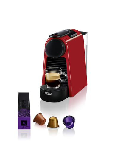 De’Longhi Essenza Mini EN 85.R Kaffeemaschine Vollautomatisch Pad-Kaffeemaschine 0,6 l (Schwarz, Rot)