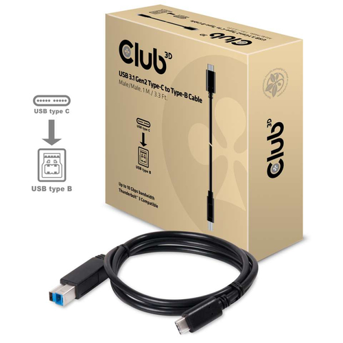 CLUB3D USB 3.1 Gen2 Type-C auf Type-B Kabel 1M. Stecker/Stecker