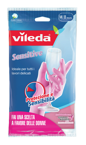 Vileda Sensitive Household gloves Baumwolle, Latex Pink 1Stück(e)