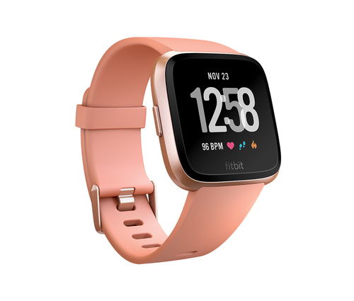 Fitbit Versa LCD Rosa-Goldfarben Smartwatch (Pfirsich, Rosa-Goldfarben)