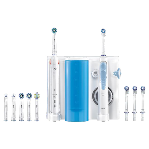 Oral-B Smart 5000 + Oxyjet Adult Rotierende-vibrierende Zahnbürste Blau, Weiß (Blau, Weiß)