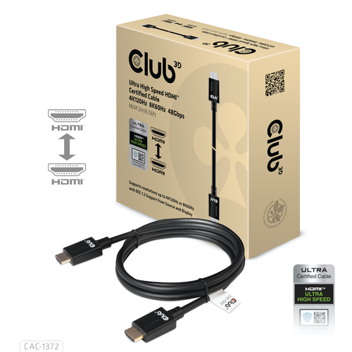 CLUB3D Ultra High Speed HDMI&trade;2.1 Kabel 10K 120Hz 48Gbps Stecker/Stecker 2 meter
