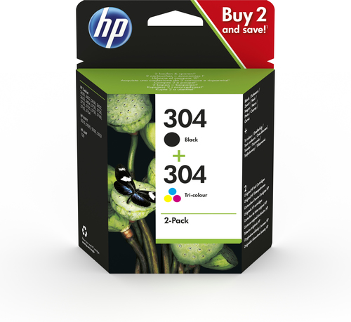 HP 304 2er-Pack Schwarz/Cyan/Magenta/Gelb Original Tintenpatronen