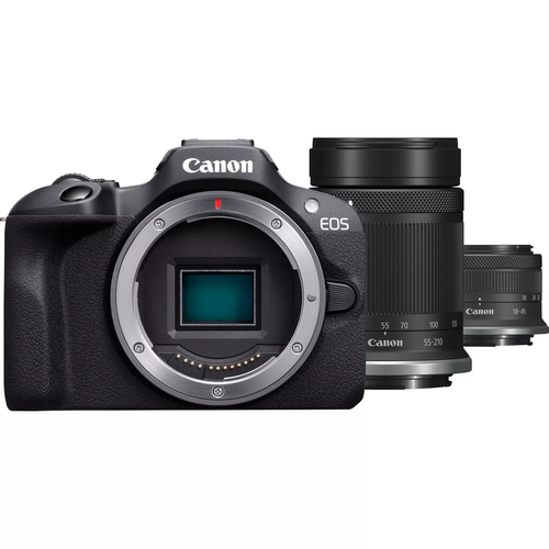 Canon EOS R100 + RF-S 18-45mm F4.5-6.3 IS STM + RF-S 55-200mm F5-7.1 IS STM Kit (Schwarz)
