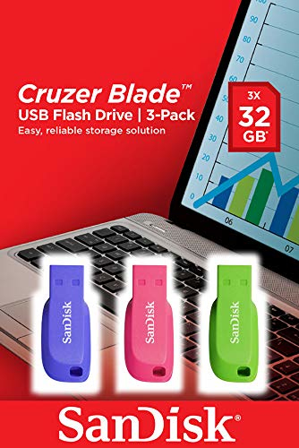 SanDisk Cruzer Blade 3x 32GB USB-Stick USB Typ-A 2.0 Blau, Gr&uuml;n, Pink