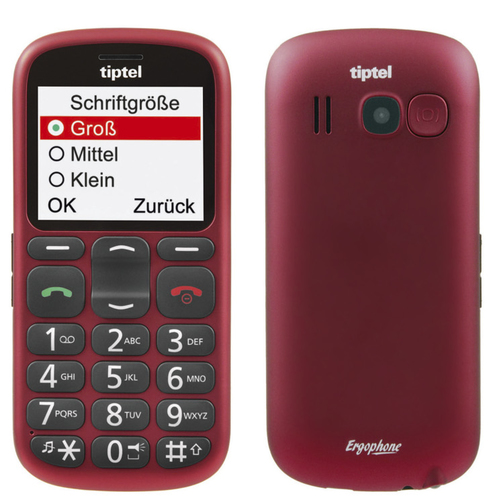 Tiptel Ergophone 6382 5,59 cm (2.2 Zoll) 80 g Rot Seniorentelefon (Rot)