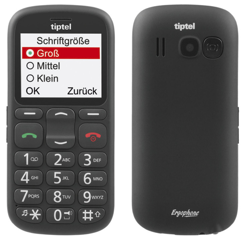 Tiptel Ergophone 6380 5,59 cm (2.2 Zoll) 80 g Schwarz Seniorentelefon (Schwarz)