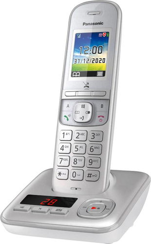 Panasonic KX-TGH720 DECT-Telefon Anrufer-Identifikation Perleffekt, Silber