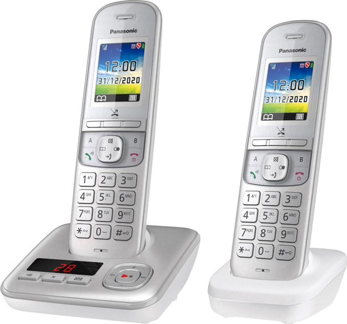 Panasonic KX-TGH722 DECT-Telefon Anrufer-Identifikation Perleffekt, Silber