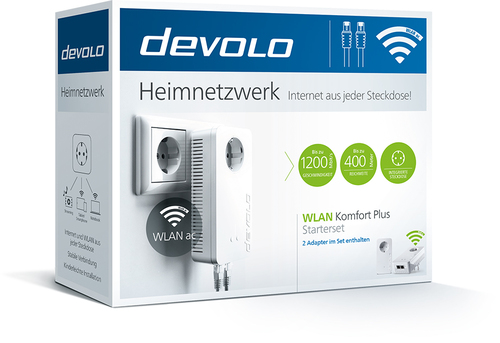 Devolo 8108 PowerLine Netzwerkadapter 1200 Mbit/s Eingebauter Ethernet-Anschluss WLAN Weiß 2 Stück(e)