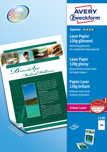 Avery Premium Colour Laser Photo Paper 120 g/m² Druckerpapier A4 (210x297 mm) Glanz Weiß