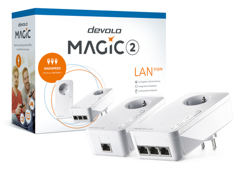 Devolo Magic 2 LAN triple Starter Kit 2400 Mbit/s Eingebauter Ethernet-Anschluss Weiß 2 Stück(e)