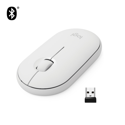 Logitech Pebble M350 Maus Beidhändig RF kabellos + Bluetooth Optisch 1000 DPI (Weiß)