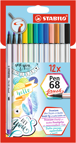 STABILO Pen 68 Brush Filzstift Fettdruck Mehrfarbig 12 Stück(e)