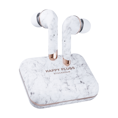 Happy Plugs Air 1 Plus Kopfhörer Kabellos im Ohr Anrufe/Musik Bluetooth Marmorfarbe, Weiß