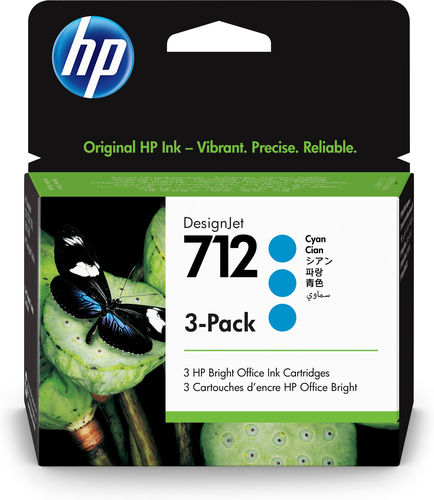 HP 712 3er-Pack Cyan DesignJet Druckerpatronen, 29 ml