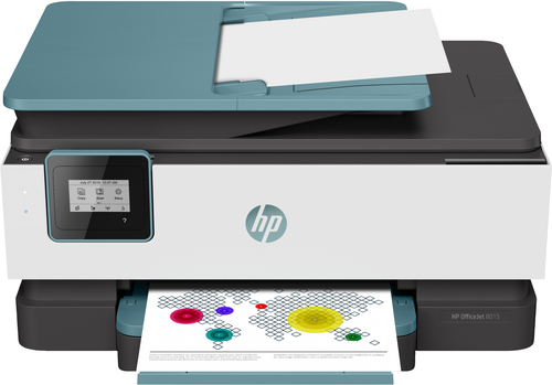 HP OfficeJet 8015 All-in-One Drucker, Farbe, Drucker für Zu Hause, Drucken, Kopieren, Scannen, Automatische Dokumentenzuführung für 35 Blatt; Beidseitiger Druck; Kapazitiver Touchscreen-MGD (Mono-Grafikkarte) (Türkis)