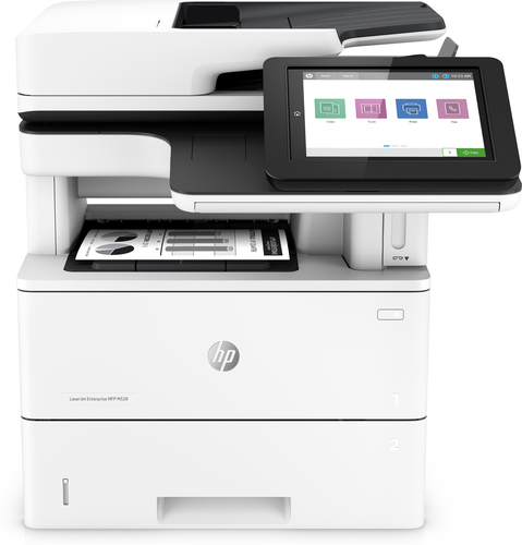 HP LaserJet Enterprise M528f MFP, Drucken, Kopieren, Scannen, Faxen, Drucken &uuml;ber die USB-Schnittstelle an der Vorderseite des Druckers; Scannen an E-Mail; Beidseitiger Druck; Beidseitiges Scannen