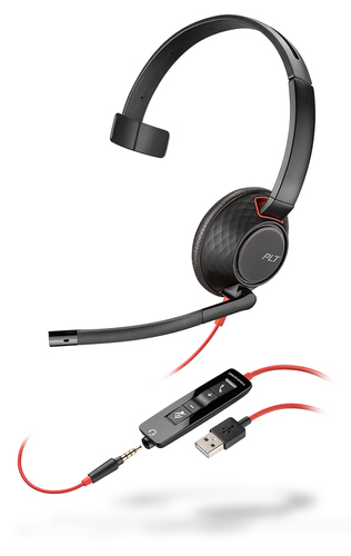 POLY Blackwire 5210 Kopfhörer Verkabelt Kopfband Büro/Callcenter USB Typ-A Schwarz