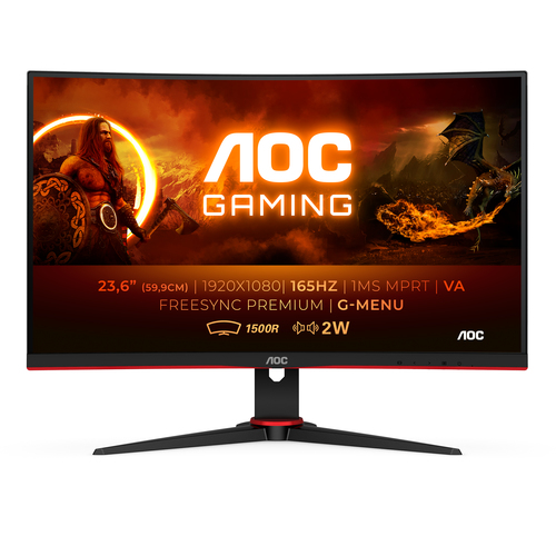 AOC G2 C24G2AE/BK Computerbildschirm 59,9 cm (23.6 Zoll) 1920 x 1080 Pixel Full HD LED Schwarz, Rot