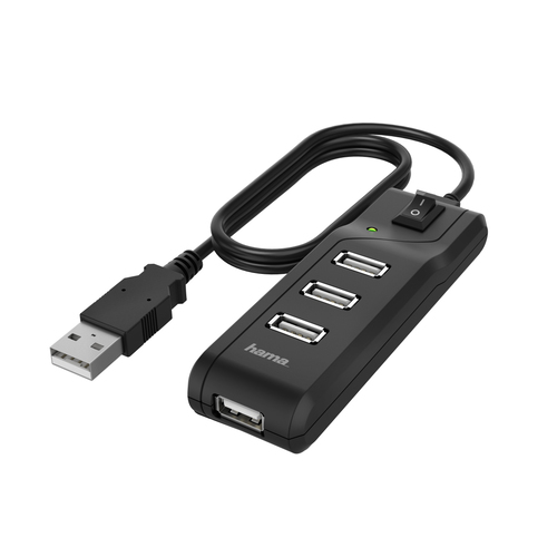 Hama 00200118 Schnittstellen-Hub USB 2.0 480 Mbit/s Schwarz