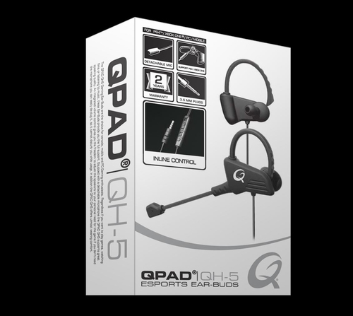 QPAD QH5 Kopfhörer & Headset Verkabelt Ohrbügel, im Ohr Gaming Schwarz