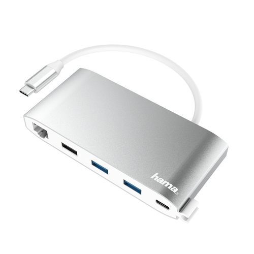 Hama 00200111 Schnittstellen-Hub USB 3.2 Gen 1 (3.1 Gen 1) Type-C 5000 Mbit/s Silber, Weiß