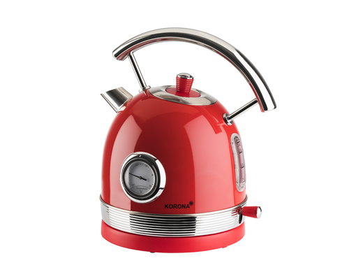 Korona 20667 Retro Wasserkocher | Rot | Retro Temperaturanzeige | 2200 Watt | 1,8 Liter