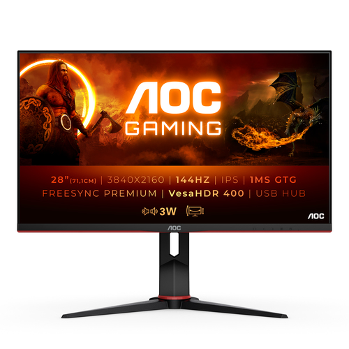 AOC G2 U28G2XU/BK Computerbildschirm 71,1 cm (28 Zoll) 3840 x 2160 Pixel 4K Ultra HD LED Schwarz, Rot