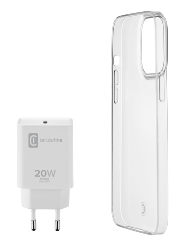 Cellularline Starter Kit Handy-Schutzhülle 15,5 cm (6.1 Zoll) Cover Transparent, Weiß
