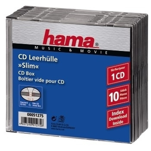 Hama CD Slim Jewel Case, pack 10 1 Disks Transparent (Transparent)